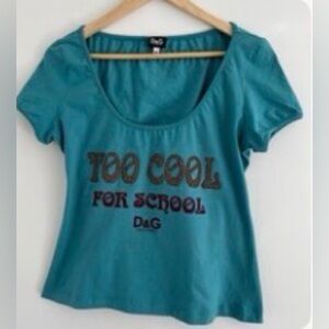 D&G Teal Short Sleeve Tee with Fun Print